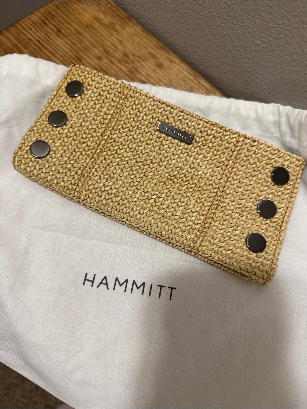 Hammitt 110 North Chaparral Raffia/Gunmetal Wallet; Preloved; Dust-bag - Picture 6 of 13
